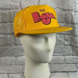 Vintage 1990s The Baja Screened On Logo Yellow Snapback Trucker Hat New Wave